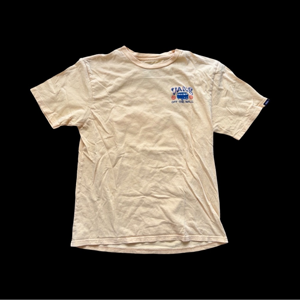 Vans Off The Wall Cream yellow Short Sleeve Tee size large